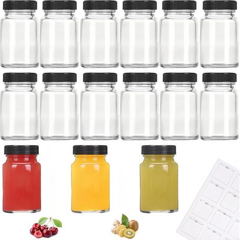 Piccole bottiglie di vetro con tappo, 15 pezzi, 60 ml, riutilizzabili (1/5)