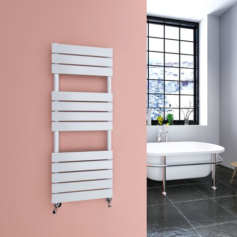 SKY Bathroom Flat Panel Heated Towel Rail Radiator Central Heating 1200x450mm White (1/5)
