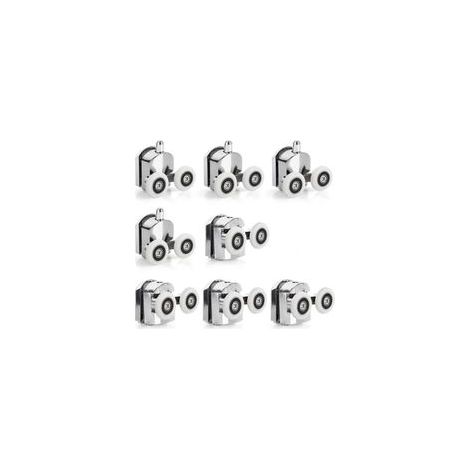 (double 23 mm-8 pièces)Lot de 8 roulettes pour porte de douche haut et bas de 23 mm (4 supérieurs et 4 inférieurs) (1/5)