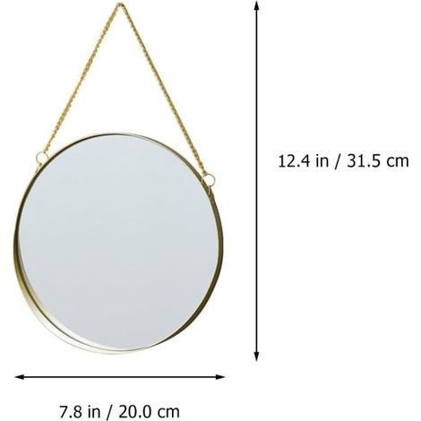 Miroir de maquillage rond à suspendre, sans perçage, petit format, pour salle de bain, chambre ou dortoir (1/5)