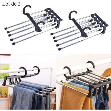 Cintre Pantalons - Non spécifié - Lot de 2 - Gain de place - Multi-usage - Noir (1/4)
