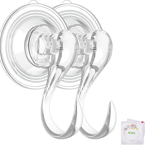 Lot de 2 pinces à cheveux à ventouses, crochets de suspension avec ventouses, lingettes humides incluses, transparent (1/5)