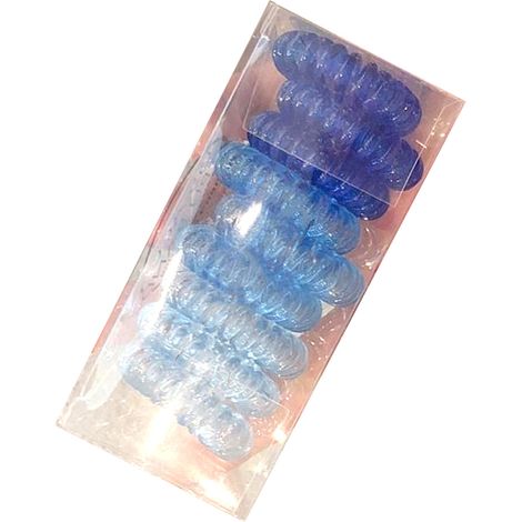 Élastiques à cheveux en spirale confortables en forme de cordon téléphonique pour filles - Dégradé bleu (1/5)