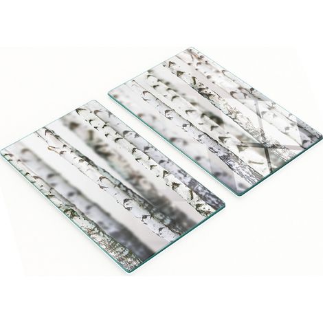 Tablas de servir de cristal para cocina con dise帽o de tronco de abedul, 2 x 30 x 52 cm.