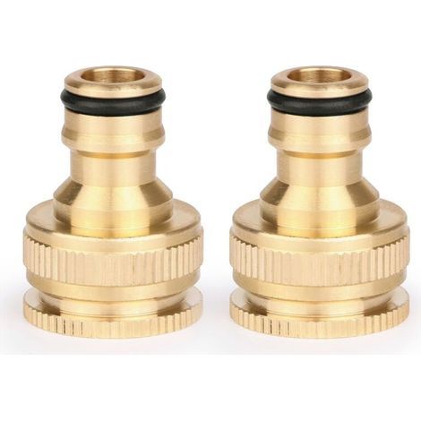 Pièces et raccordsConnecteur de Robinet en Laiton Jardin 2 Pièces, 2-en-1 Raccords Adaptateurs pour Robinet, 1/2 Pouce et 3/4 Pouce Adaptateur Femelle à Fente, 20 mm à 25 mm, pour Robinet de Tuyau de (1/5)