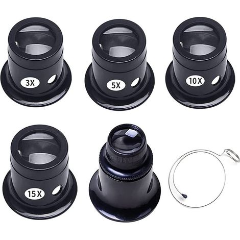 Jeu de loupes d'horloger - 5 lentilles grossissantes - 3x/5x/10x/15x/20x (1/5)