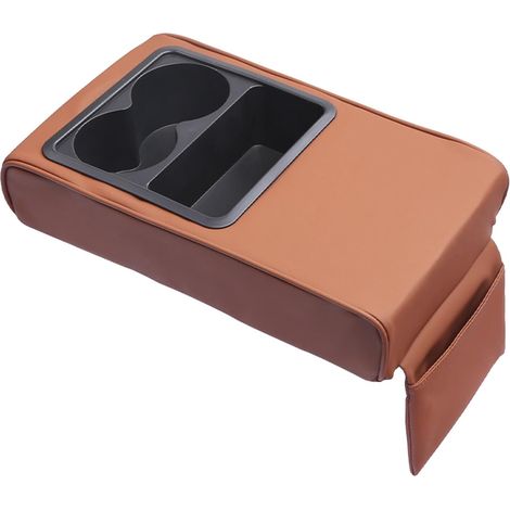 Housse d'accoudoir de voiture - Housse de console centrale de voiture - En cuir synthétique imperméable - Avec support pour gobelet d'eau - Pour voiture, camion (1/5)