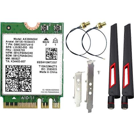 Carte réseau sans fil AX200NGW WiFi 6 + antenne 10 dBi 2,4 GHz / 5 GHz Bluetooth 5.2, 2974 Mbps, compatible Windows 10/11 (1/5)