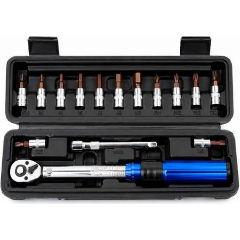 Clé dynamométrique 1/4" - Clé dynamométrique 2" - 24 Nm - Jeu de clés Allen et Torx - Embouts de vissage - Outils pour vélo (1/2)