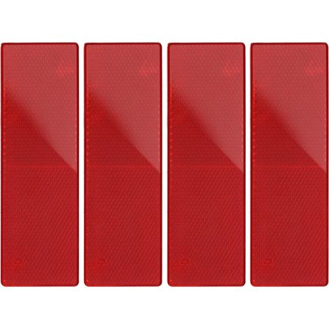 Tech Lot de 4 réflecteurs rectangulaires Autocollants pour Voiture, Moto, Caravane, remorque, Camion, Machines agricoles, Support de Porte de vélo, Accessoires extérieurs Automobiles - Rouge