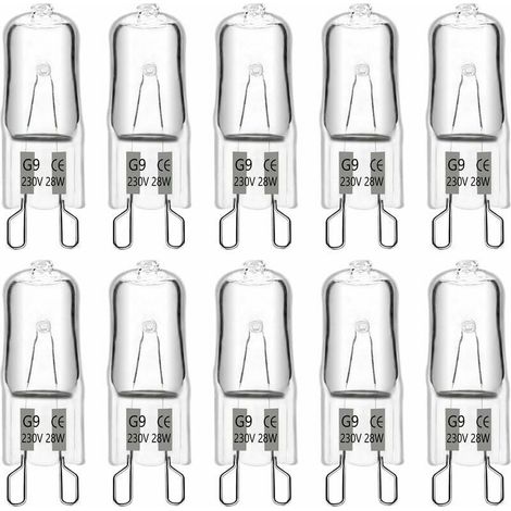 Ulisem Ampoule Halogène G9 28W 230V, Lumière Blanche Chaude 2700K, Dimmable, Convient pour Lustres, Lampes de Paysage, Appliques Murales, Éclairage d'Armoire, Lot de 10.