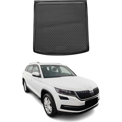 OMAC Tapis de Coffre pour Skoda Kodiaq 2016-2021 sur Mesure en Caoutchouc Noir (1/5)