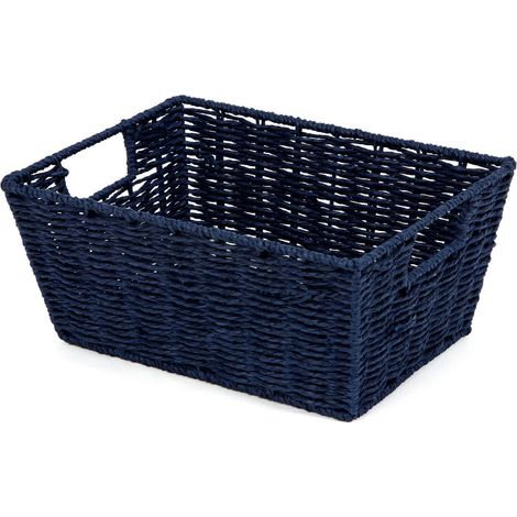 Panier de rangement papier tressé Etna - COMPACTOR - 31 x 24 x H.14 cm - Bleu marine (1/5)