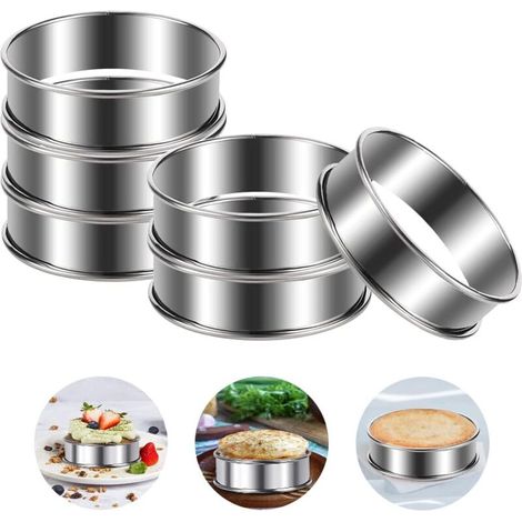 6 Pièces Cercle Tartelette, Cercle a Patisserie 8cm, Cercles et Cadres à Pâtisserie, Cercle a Tartelette, Moule a Pancake, Cercle Cuisine Inox pour Muffins Tartes Gâteaux Crumpets, pour la poêle (1/5)