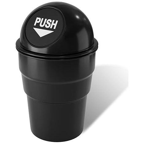 Mini poubelle de voiture avec porte-gobelet, poubelle portable avec couvercle étanche, idéale pour le bureau, la maison, la cuisine ou la chambre. (1/5)