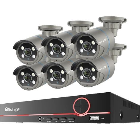 Sistema de cámaras de seguridad, resolución de 4MP, detección facial por IA, NVR de 8 canales y 8 cámaras, 3TB (), NVR de 8 canales y 6 cámaras, 1TB (1/2)