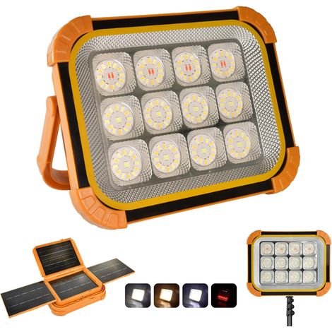Projecteur Led Rechargeable Solaire Projecteur Led Batterie 24000 mAh avec Luminosité Réglable, Lampe de Chantier pour Camping, Chantiers de Construction, éclairage de secours (1/5)