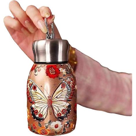 Fatty Mini Isolierbecher, praktischer Becher mit Zugring und Tasche, schlichter und eleganter Becher, goldener Schmetterling (1/5)