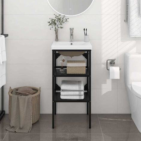 vidaXL Estructura de baño con lavabo incorporado hierro negro (1/5)