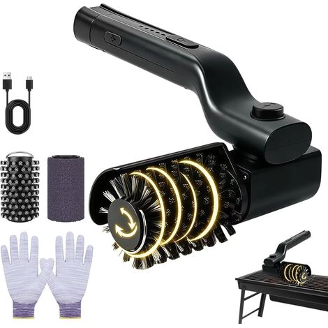 Brosse Électrique pour Barbecue, Tête de Brosse Réglable à 180° avec 3 Niveaux de Nettoyage, Nettoyeur de BBQ Rechargeable sans Fil, Tête en Acier Inoxydable pour Grilles de Barbecue et Fonte (1/5)