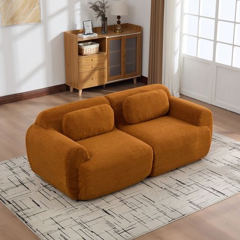 Canapé modulaire en chenille, mousse 30D haute résilience, fond antidérapant, facile à déplacer pour intérieur, caramel confortable (1/5)