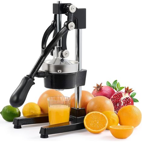 Presse Agrumes Manuel Silencieux en Acier Inoxydable de Qualité Alimentaire Broyeur Jus Presse Orange Lime Citron Pommes Fruit, Noir (1/5)