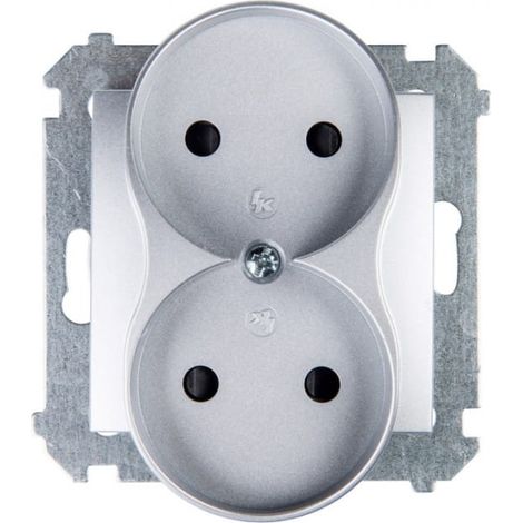 Simon 54 Doppelsteckdose b/u 16A IP20 matt silber DG2MZ.01/43