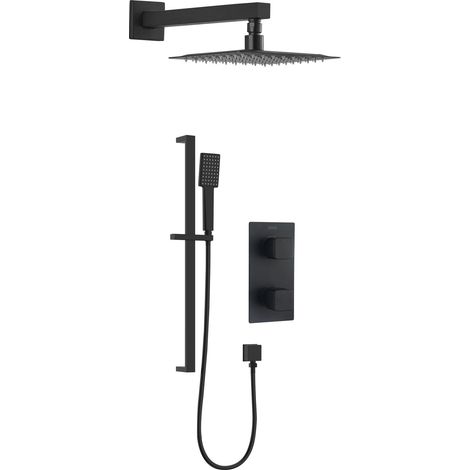 Bristan Cobalt Recessed Dual Concealed Mixer Shower with Shower Kit and Fixed Head - Black (1/5)