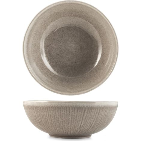 H&H Set 6 Piatti Fondi in Stoneware Yucatan 17 cm – Colore Beige – Design Minimal con Effetto Reactive e Texture Materiche – Perfetti per Zuppe, Pasta e Contorni – Adatti anche alla Ristorazione