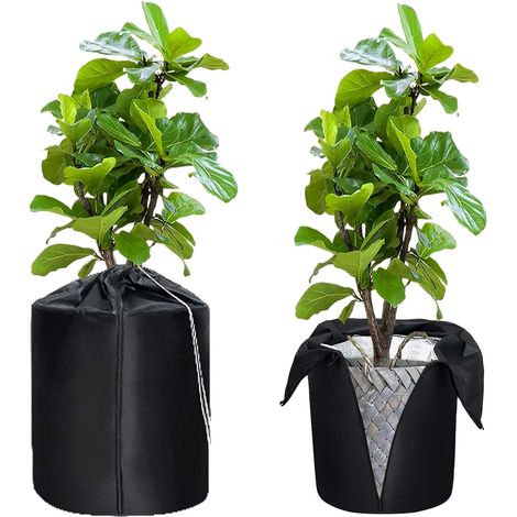 Lot de 2 protections thermiques pour pots de plantes : 45 cm × 50 cm Sac de protection pour plantes en pot Protection d'hiver pour plantes en pot, protection de pot de fleurs, film d'aluminium isolant (1/5)