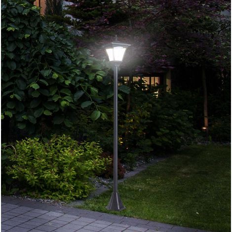 Lanterna solare da giardino 21.5x16.5x26.5 cm, luce LED automatica, da appoggio o con picchetto, plastica nera (1/5)