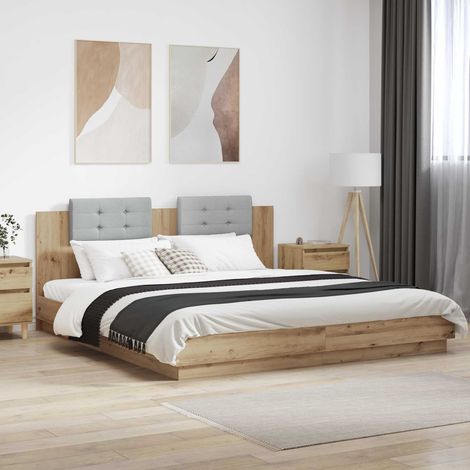 vidaXL Struttura letto con testata Rovere artigianale 180 x 200 cm (1/5)