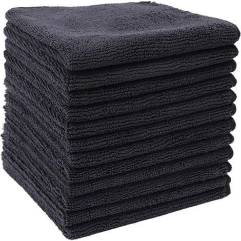 Trywise Chiffons en Fibres ultrafines Noires, Chiffon de Nettoyage ménager, Chiffon de Cuisine en Coton Polyester, Tampon à récurer(30x30cm,12pcs) (1/4)