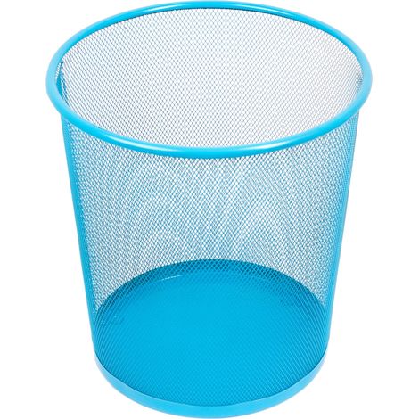 Corbeille à Papier Métal 12 L – Poubelle de Bureau Ronde – Structure Stable – Gain de Place – 266 x 218 x 280 mm – Bleu (1/5)