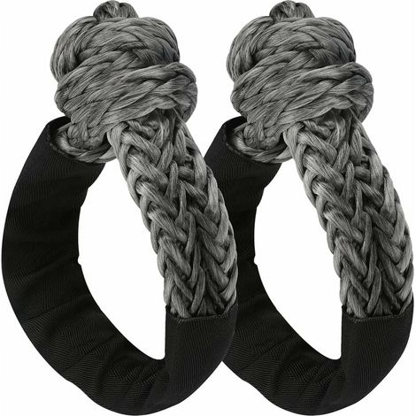 Soft Shackle - 45000 Lb Resistance - Pour Véhicules Tout Terrain 4x4 SUV UTV ATV - Gris Noir - 2 Pièces (1/5)
