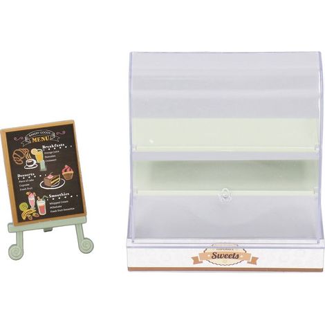 Armoire à gâteaux miniature 1:12 DIY pour maison de poupée, vitrine de pâtisserie dessert modèle vert, accessoires de décoration. (1/5)
