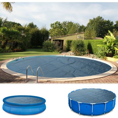 Poolpanda Film solaire pour piscine Ø 244 cm Premium rond 400 μm noir/bleu 12 mm de bulles d'air