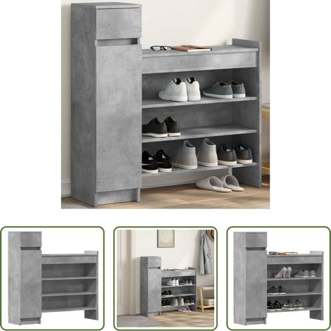 Schuhschrank Betongrau - Schuhschrank Betongrau 100,5x28x100 cm Holzwerkstoff (1/5)
