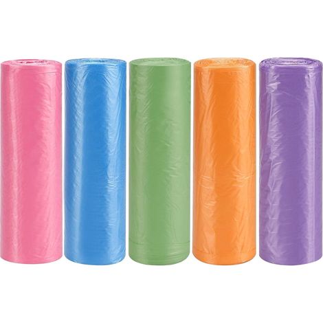 Petits sacs poubelles 4 gallons, sacs poubelles de salle de bain, petits sacs poubelles pour petite poubelle de bureau de salle de bain, 5 rouleaux (150 unités) (couleur) (1/5)