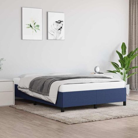 vidaXL Cadre de lit sans matelas bleu 140x190 cm tissu (1/5)