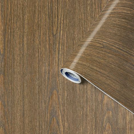 Venilia Pellicola adesiva Perfect Fix, Effetto Legno Rovere scuro, 67,5cm x 2m, Spessore 150μ, Pellicola autoadesiva per mobili o cucina, carta da parati, PVC senza ftalati, Prodotto in UE (1/5)