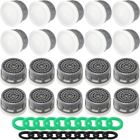 Packung mit 20 Strahlreglern für Wasserhähne – Durchflussbegrenzer (2,2 GPM) – Ersatzteil – Filter für Bad- und Küchenarmaturen – Passend für Innen- und Außengewinde (1/5)