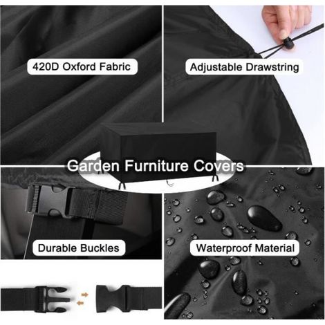Housse de meuble - Black - 120x120x74cm - Imperméable - 420D Oxford - Résistante aux intempéries (1/4)