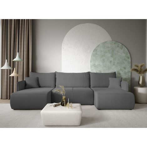 Wohnlandschaft Sofa mit Schlaffunktion CALGARY Stoff Curio Dunkelgrau (1/4)