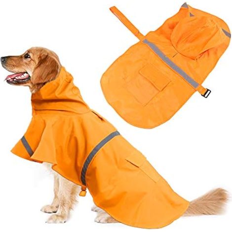 Manteau de pluie réfléchissant pour chien - Vêtement imperméable réglable pour animal domestique - Poncho léger - Veste à capuche pour chiens de petite, moyenne et grande taille (1/5)