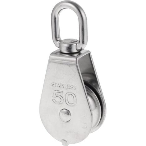 Puleggia a fune singola per carichi pesanti con snodo, blocco pulegge in acciaio inox, carico massimo 35-1000 kg - M50