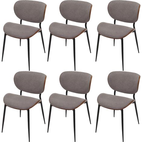 Lot de 6 chaises de salle à manger HWC-O45 bois courbé Tissu (370g/m2) ko-Tex MVG-certifié - aspect noyer gris clair (1/5)