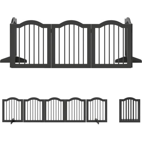 Portes, escaliers et couloirs : grille de protection chien pliable à 5 panneaux avec pieds, noir (1/5)