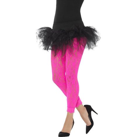 80s Lace Leggings - Neon Pink - 45130