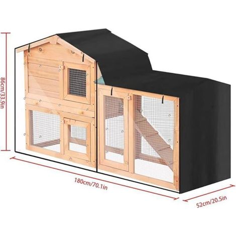 Housse thermique pour clapier 210D – Protection imperméable avec fenêtre PVC – 2 tailles 147 x 52 x 86 cm et 180 x 52 x 86 cm – Tissu Oxford respirant – Outhwaite